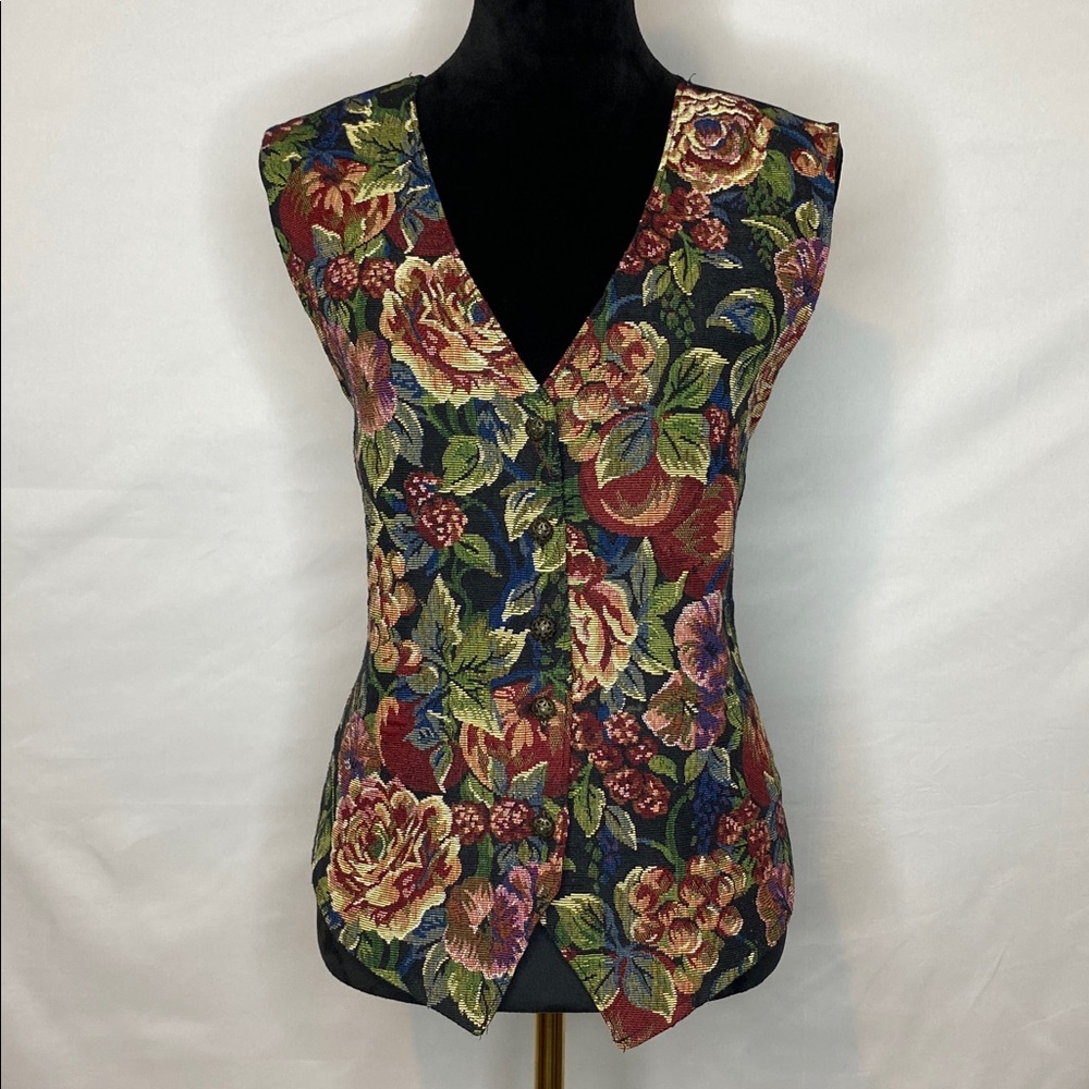Vintage 90’s Bobbie Brooks Autumn Floral Tapestry Vest